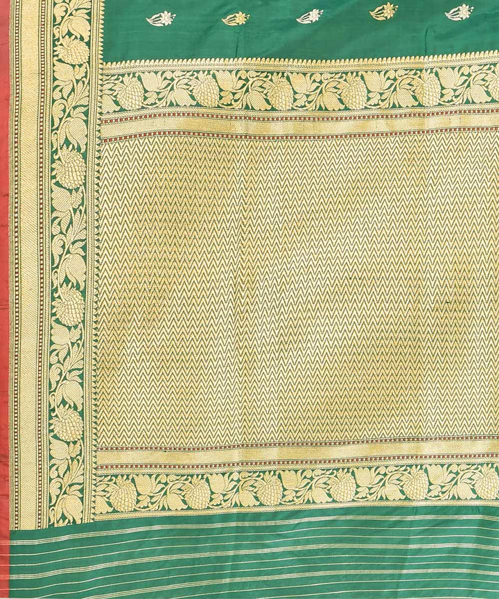 Teal green silk handloom banarasi saree