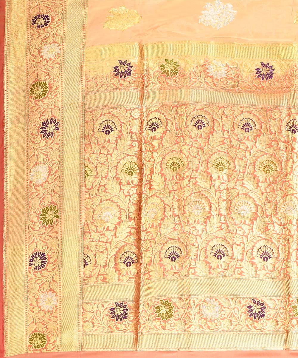 Cream silk handloom banarasi saree