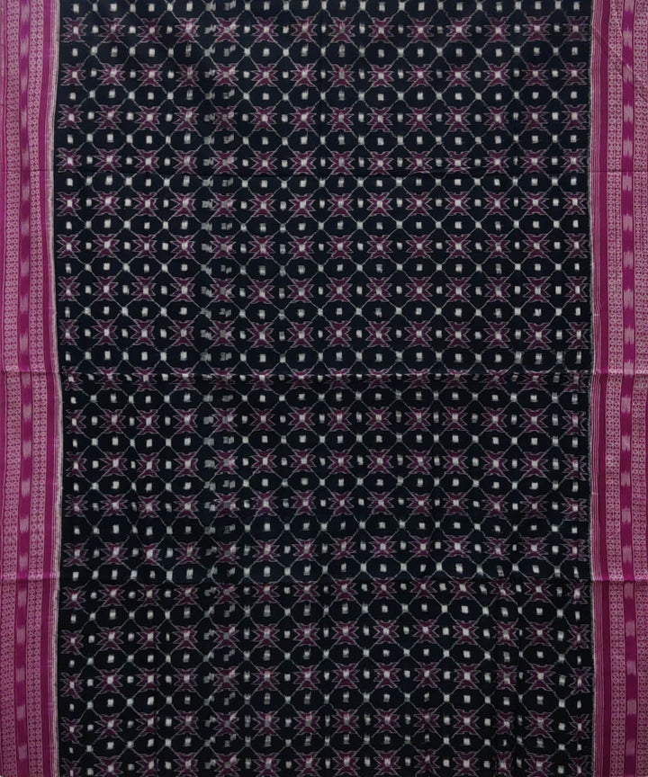 Black pink handwoven cotton sambalpuri saree