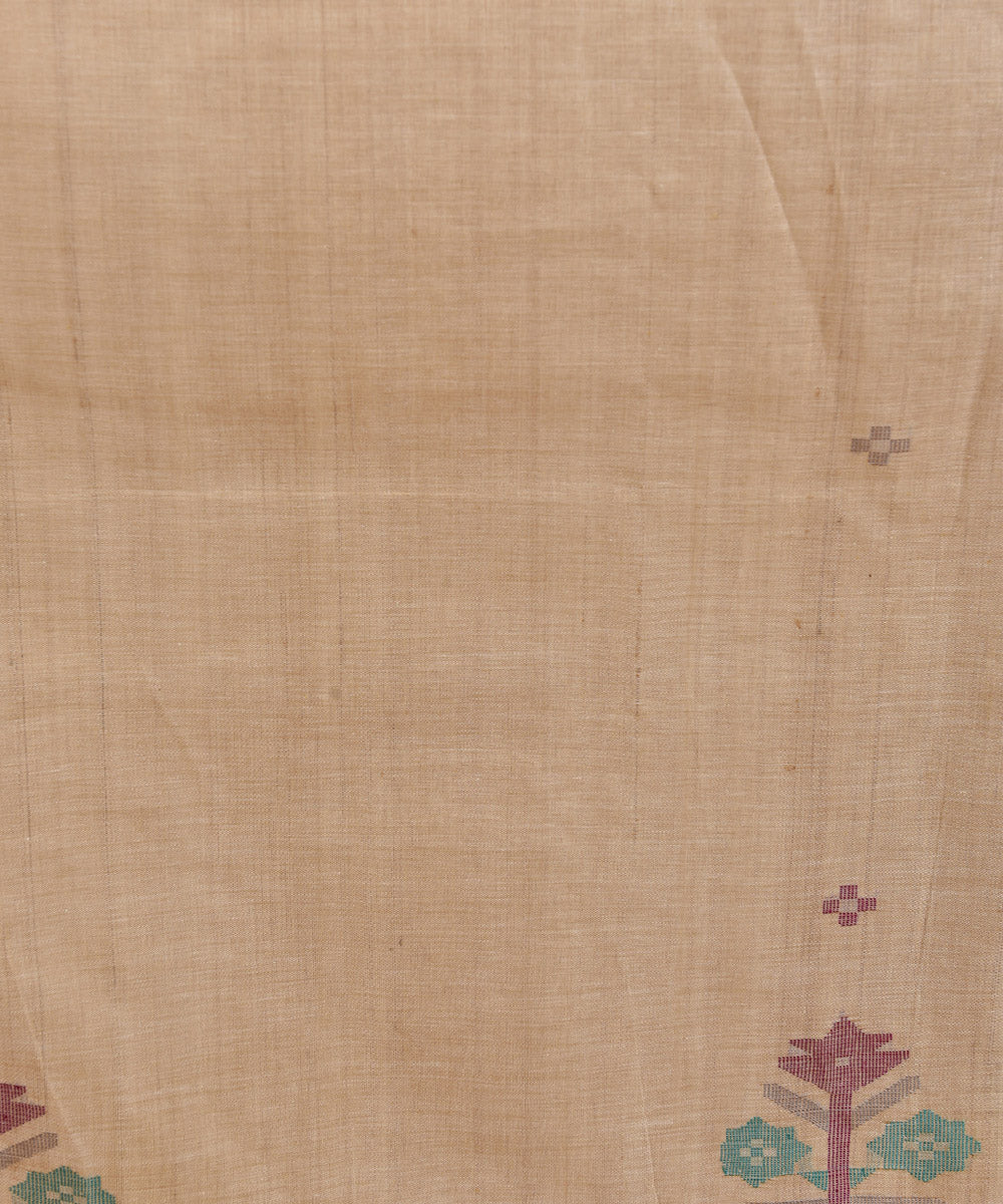 Beige handwoven tussar silk jamdani saree