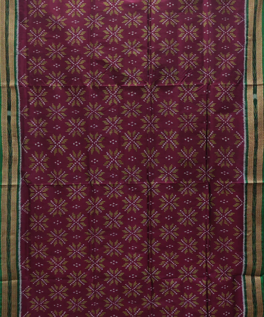 Maroon handwoven silk khandua saree