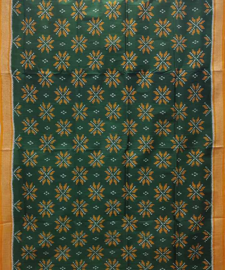 Dark green brown handwoven silk khandua saree