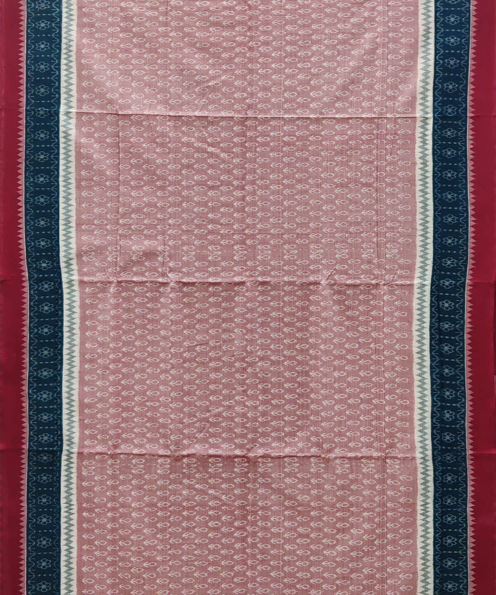 Pale pink handwoven cotton sambalpuri saree