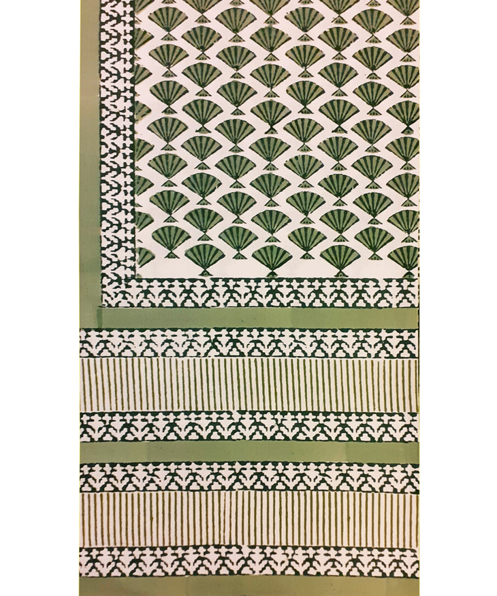 White handblock print cotton single bed sheet with pillow cover