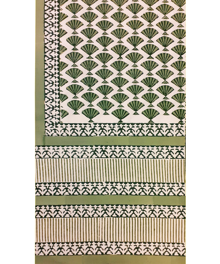 White handblock print cotton single bed sheet with pillow cover