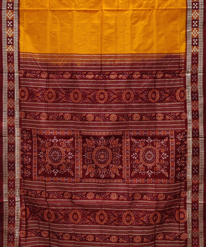 Orange maroon silk handwoven bomkai saree