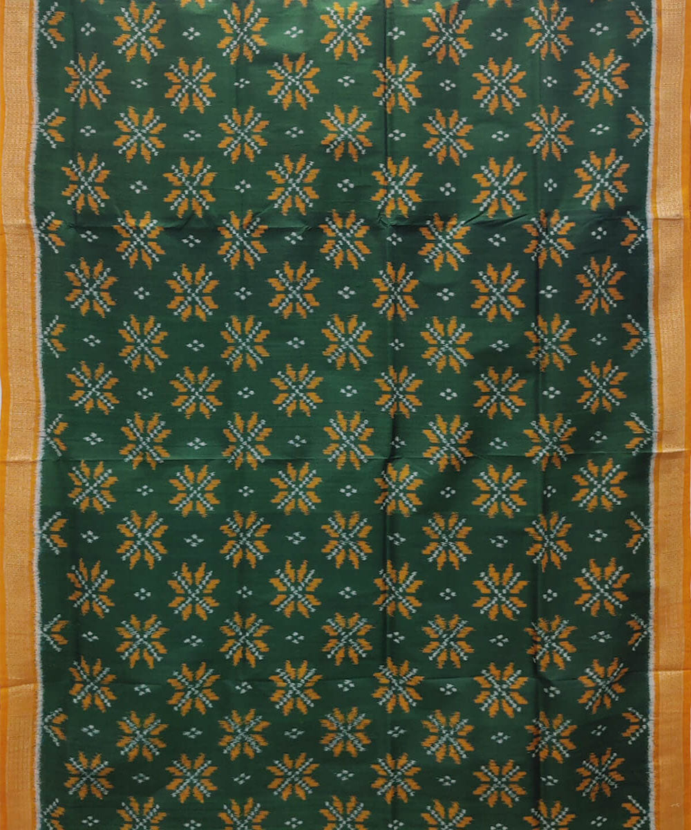 Dark green brown handwoven silk khandua saree