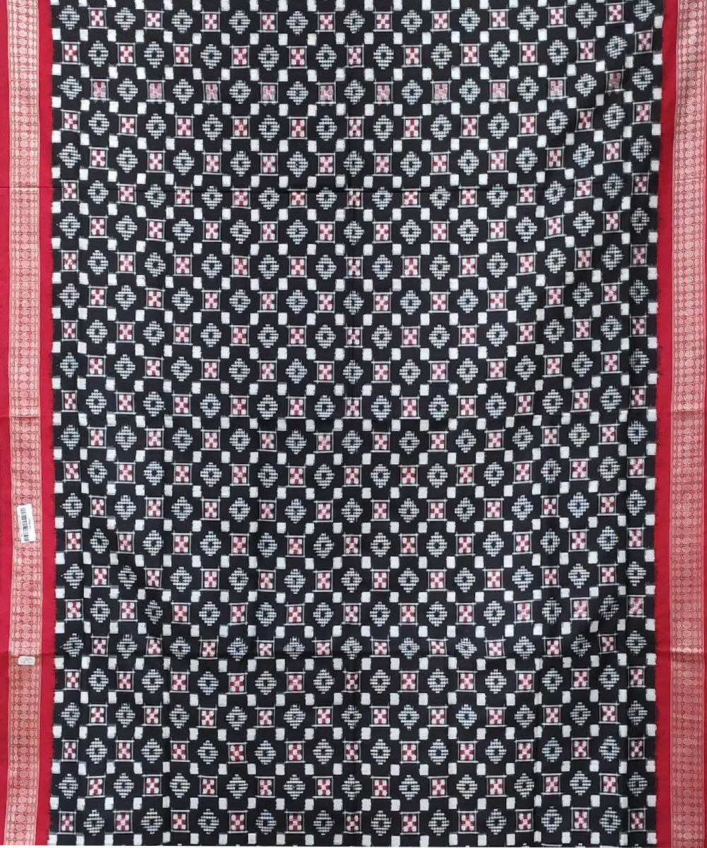 Black and red handwoven silk sambalpuri saree