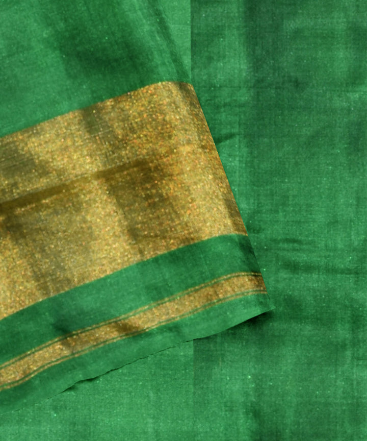 Patola dark green silk handwoven saree