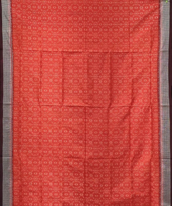 Orange handwoven silk sambalpuri saree