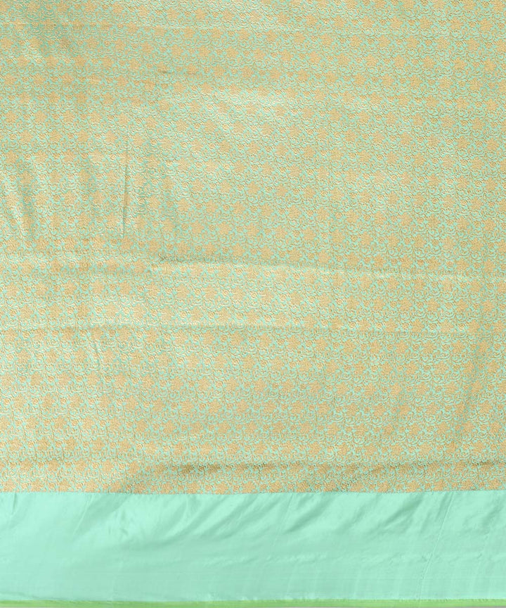 Cyan green silk handwoven banarasi saree