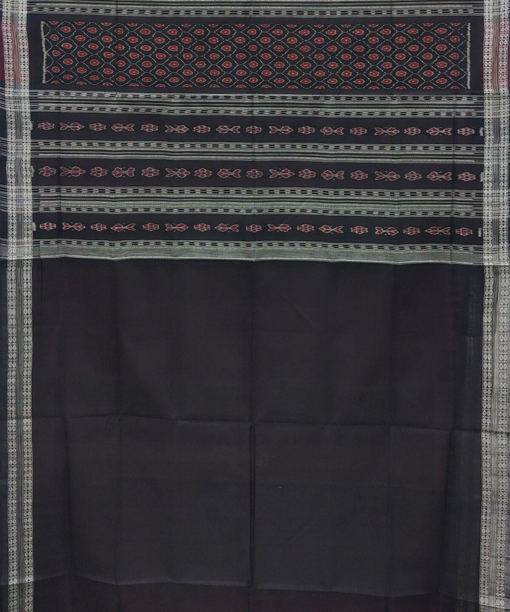 Mauve black handwoven cotton sambalpuri saree