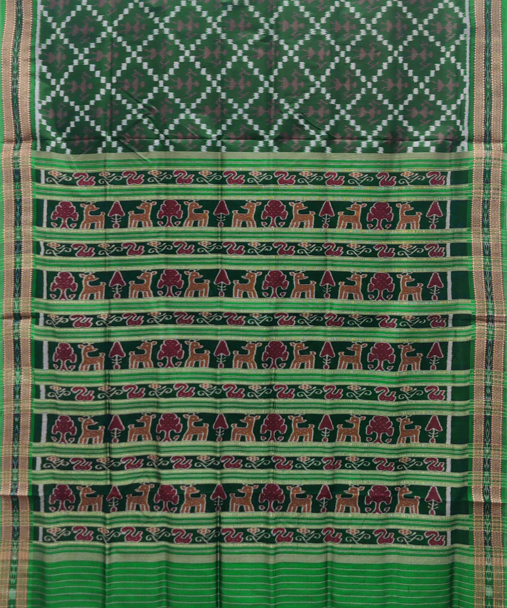 Dark green silk handwoven khandua saree