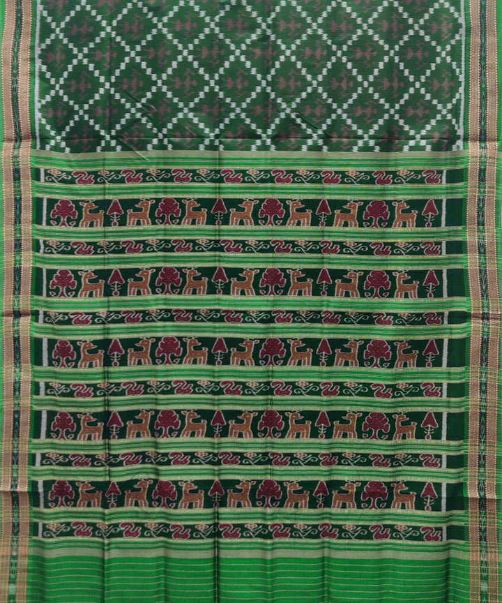 Dark green silk handwoven khandua saree