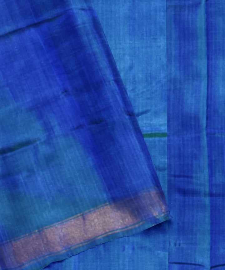 Cyan turquoise silk handloom patola saree