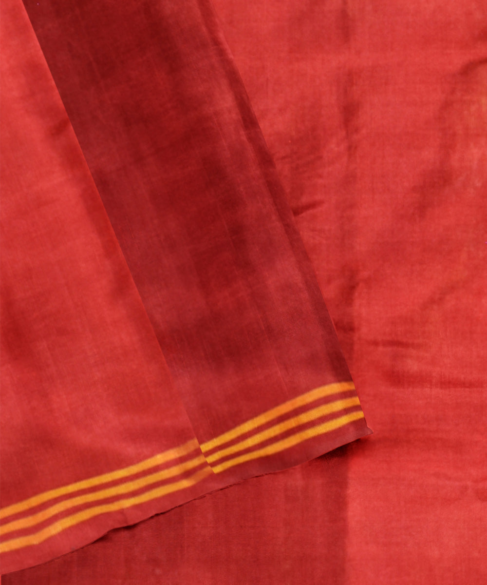 Yellow maroon silk handloom patola saree