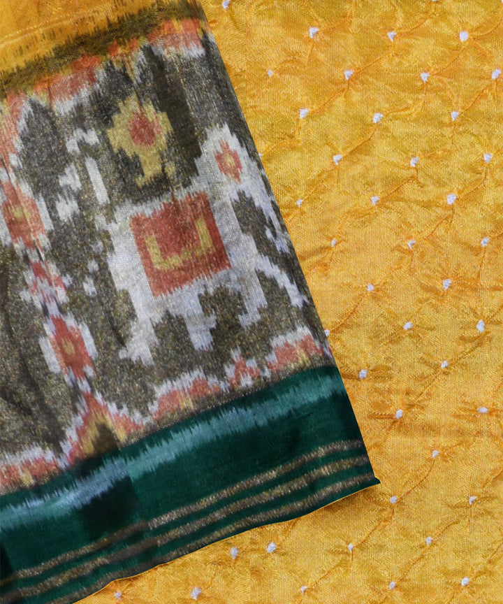 Yellow handwoven bandhani patola silk saree