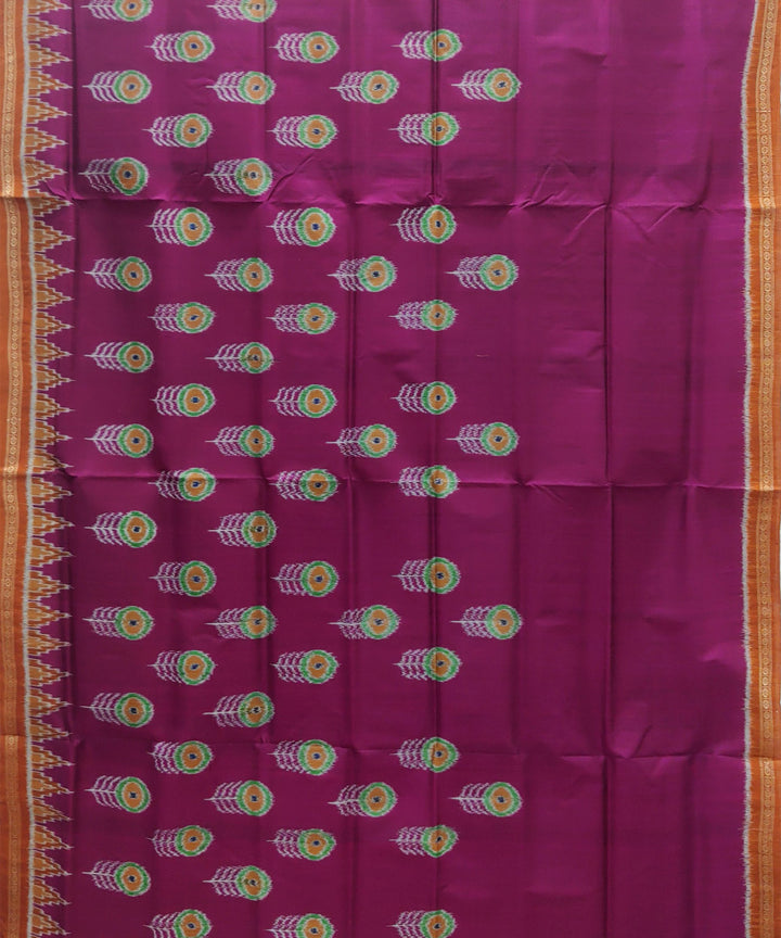 Purple brown silk handwoven khandua saree