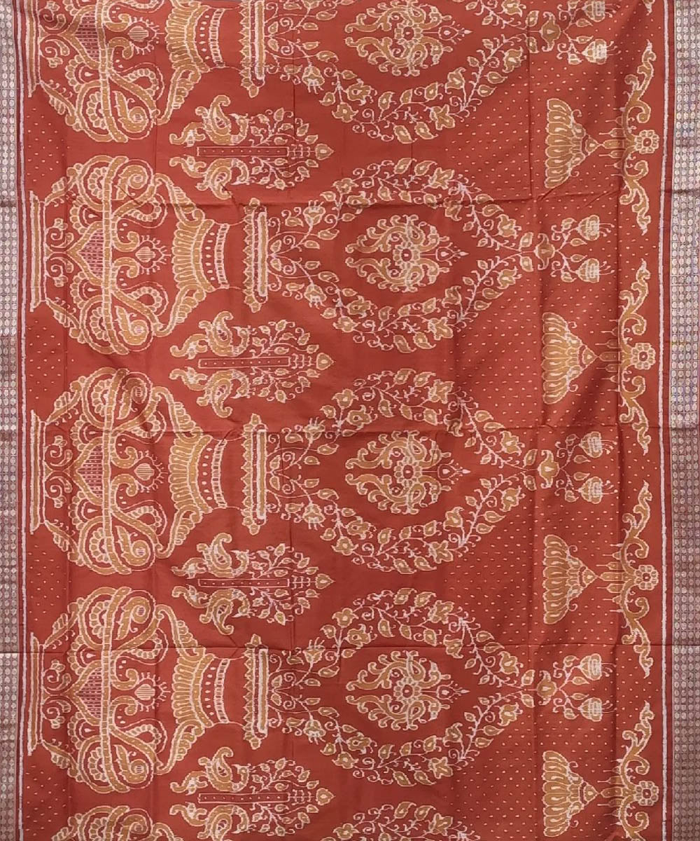 Light brown handwoven silk sambalpuri saree