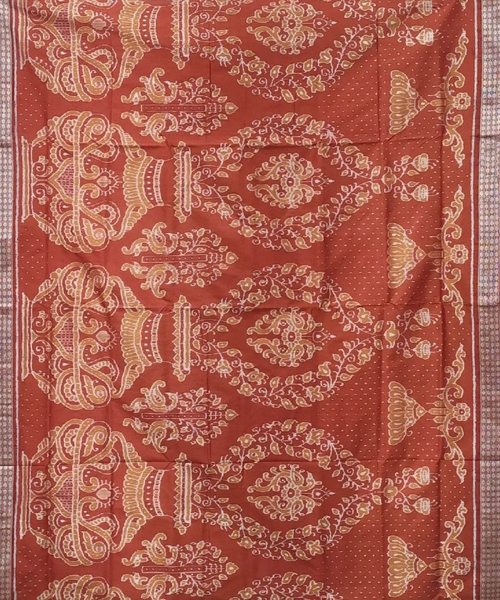 Light brown handwoven silk sambalpuri saree