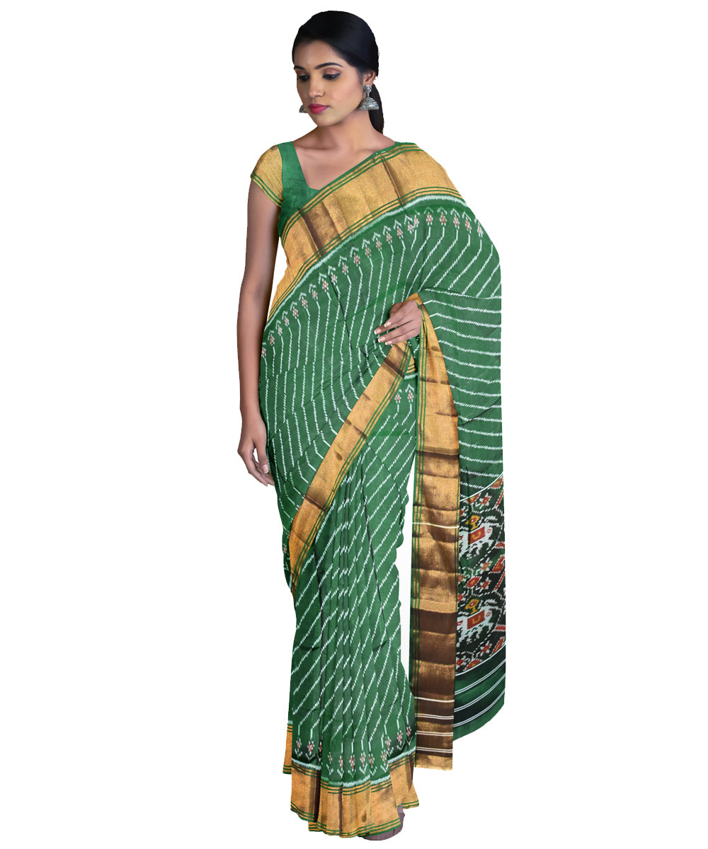 Dark green handloom patola silk saree