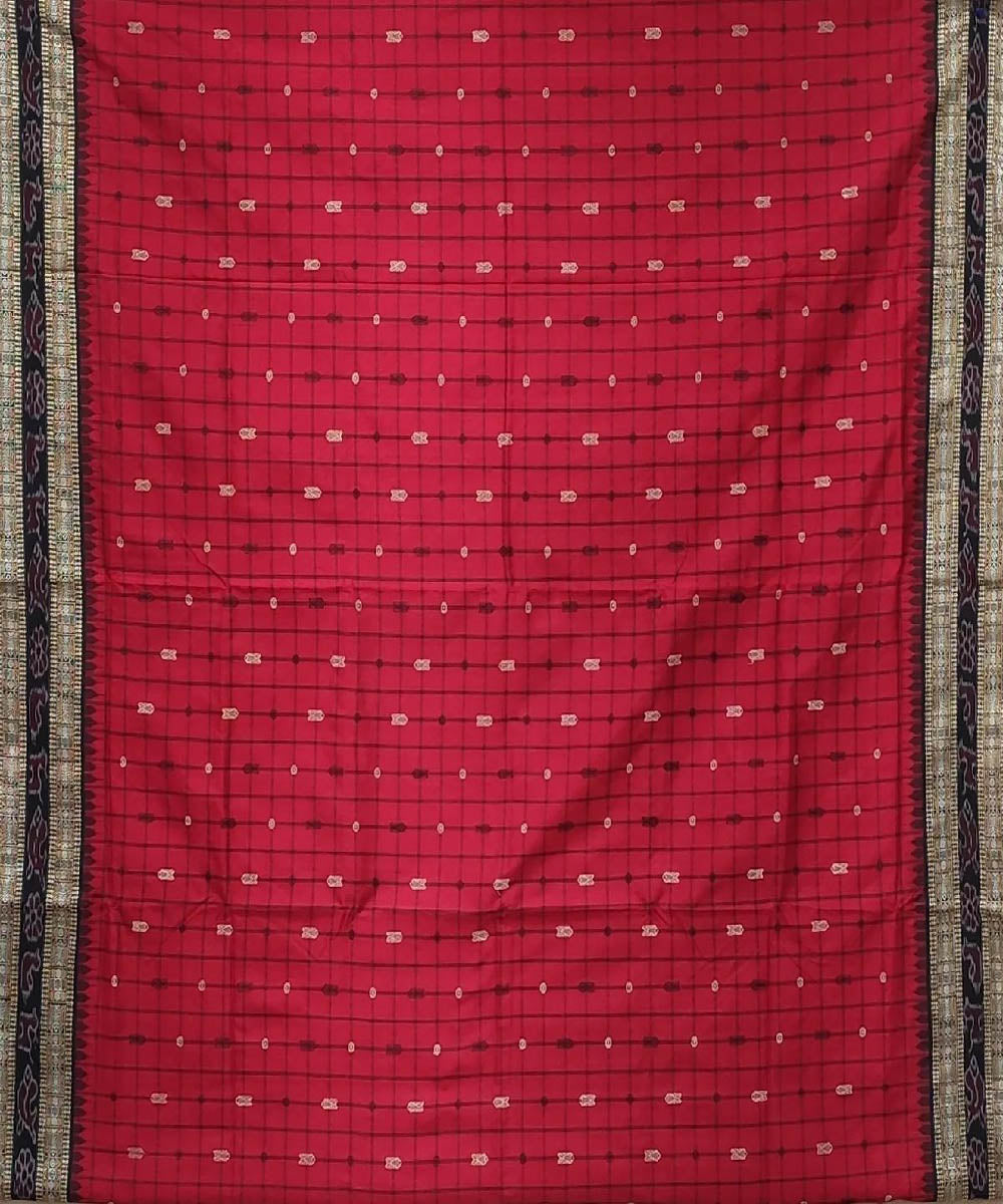 Red black handwoven silk sambalpuri saree