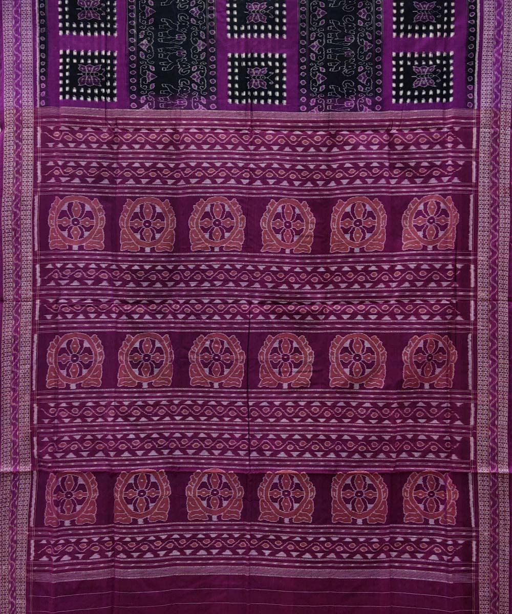 Purple black cotton handwoven sambalpuri saree