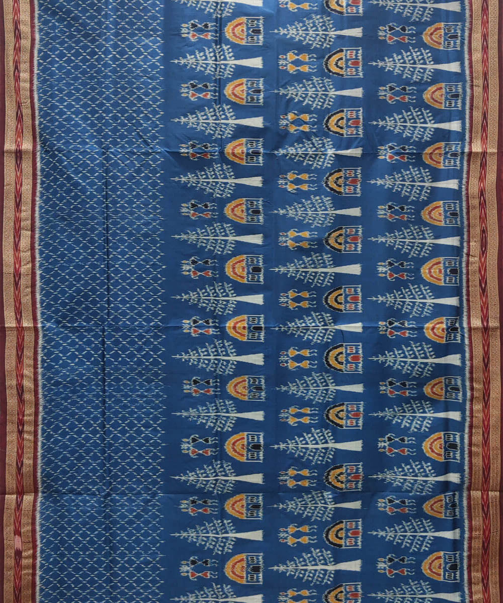 Sky blue handwoven silk khandua saree