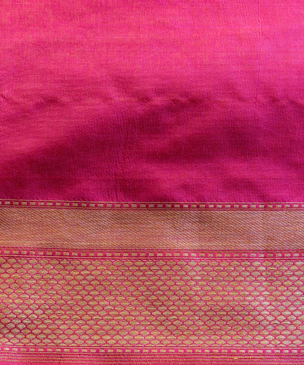 Orange pink double shade silk handloom banarasi saree