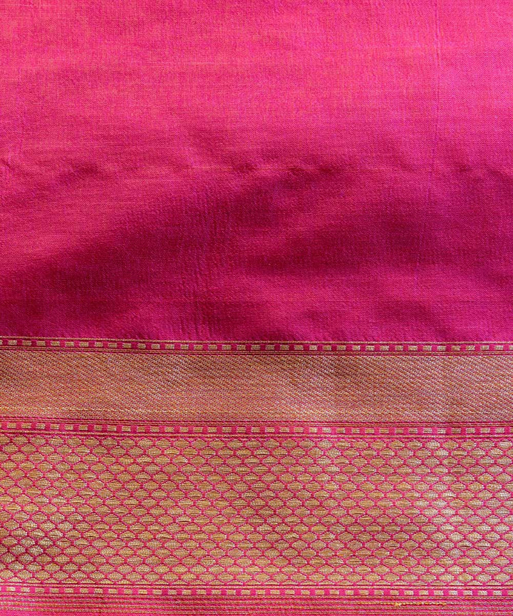 Orange pink double shade silk handloom banarasi saree