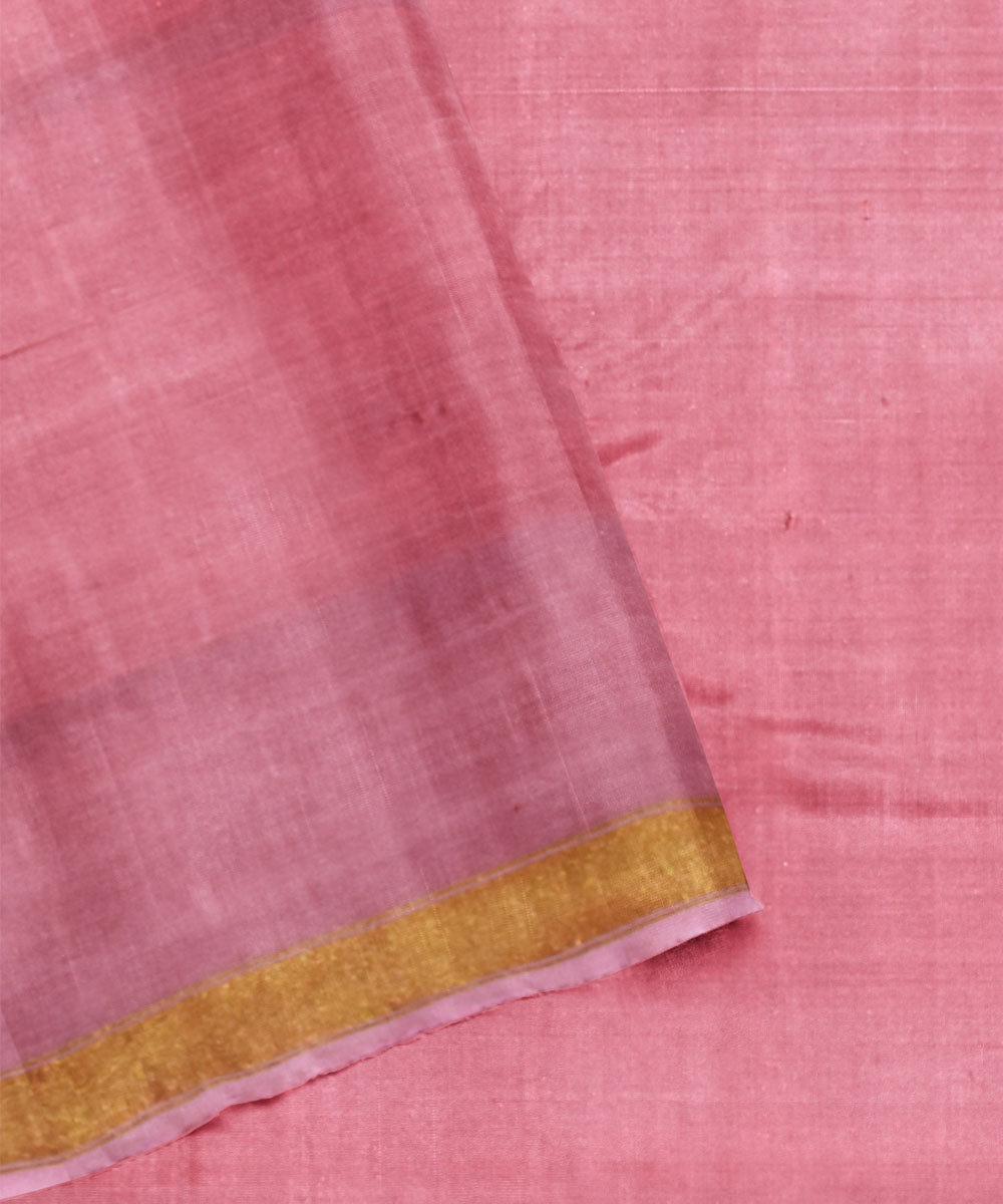 Peach pink silk handloom patola saree