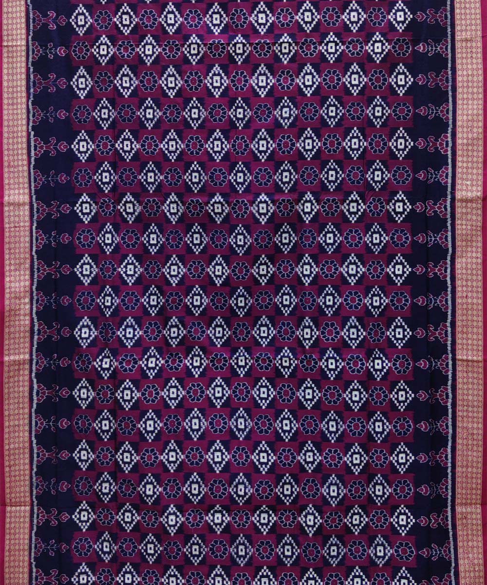 Navy blue magenta silk handwoven sambalpuri saree