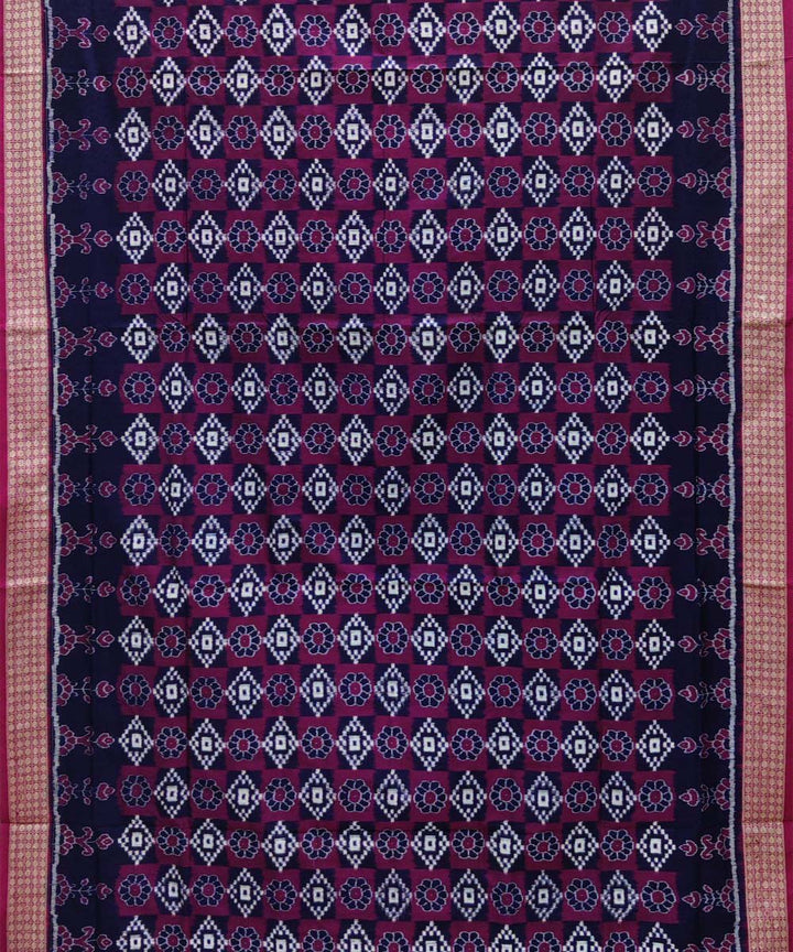 Navy blue magenta silk handwoven sambalpuri saree