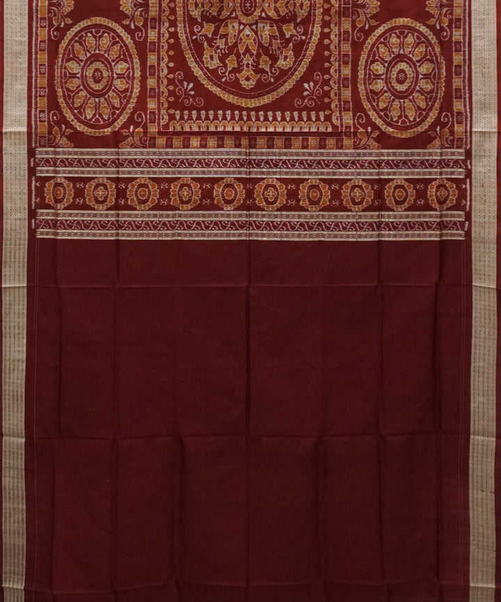 Dark green maroon silk handwoven sambalpuri saree