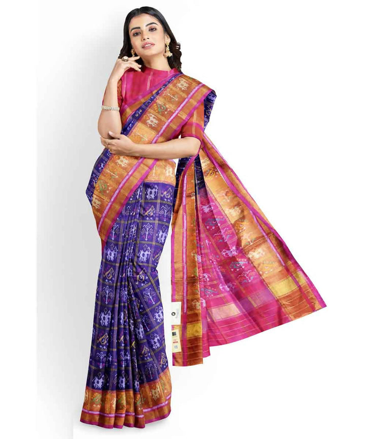 Purple pink handloom patola silk saree