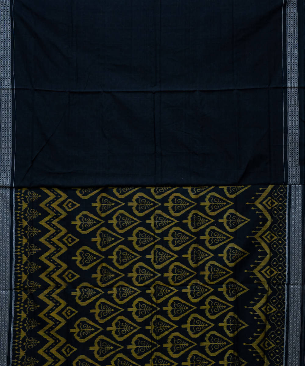 Black mustard yellow handloom cotton sambalpuri saree