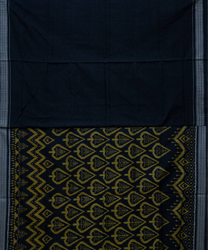 Black mustard yellow handloom cotton sambalpuri saree