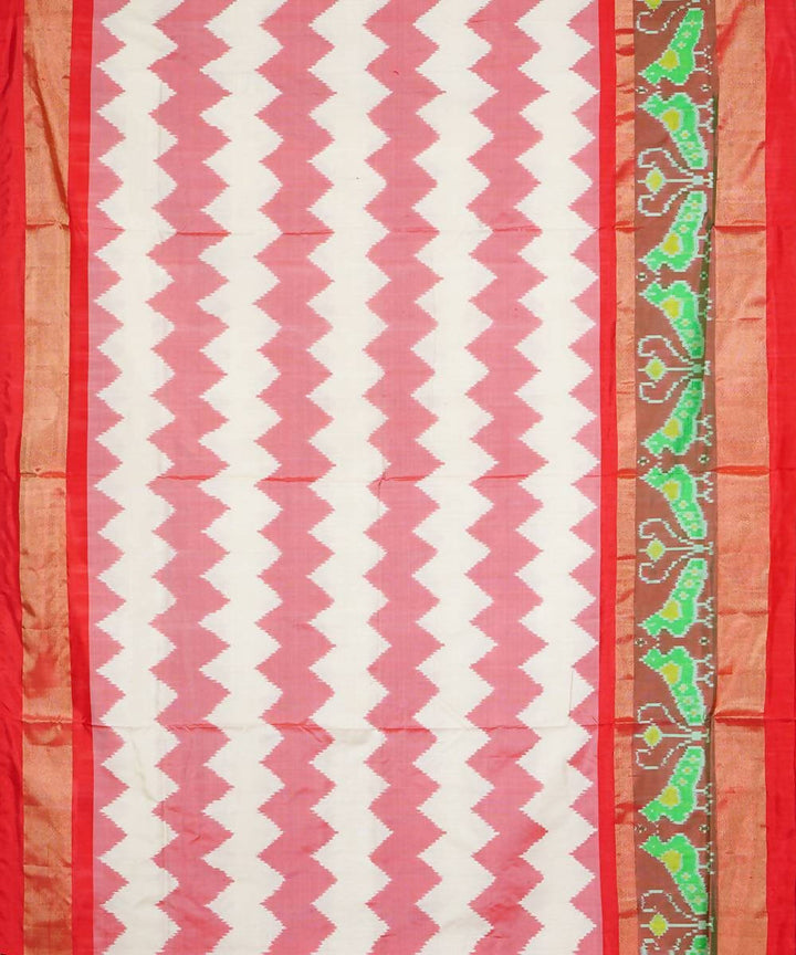 Off white red handloom silk pochampally saree
