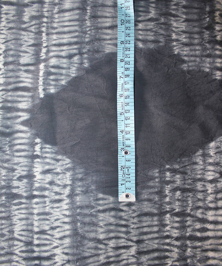 Grey white shibori tie dye printed cotton fabric