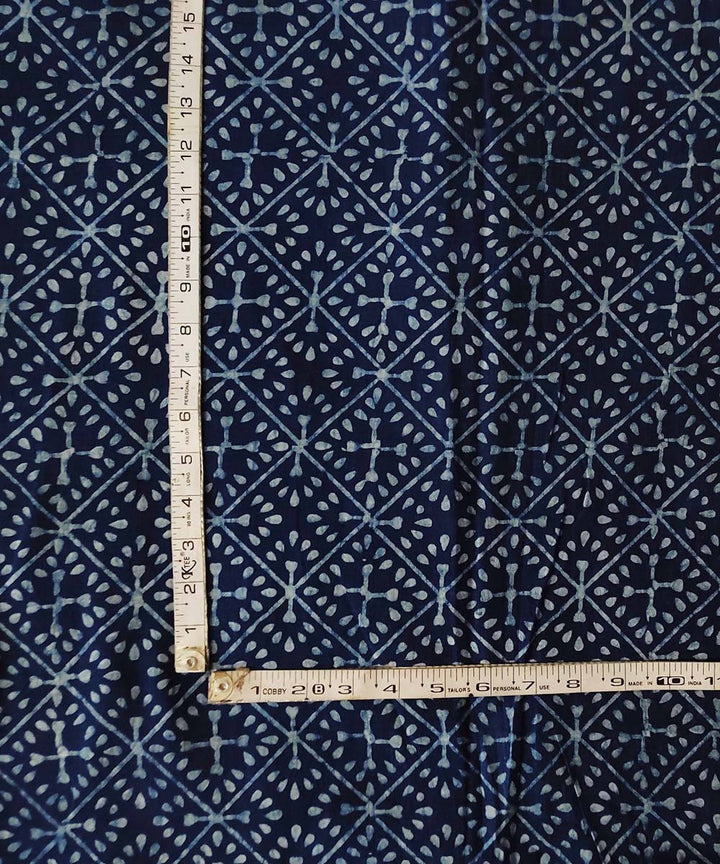 Navy natural dye dabu block printed organic handspun cotton fabric