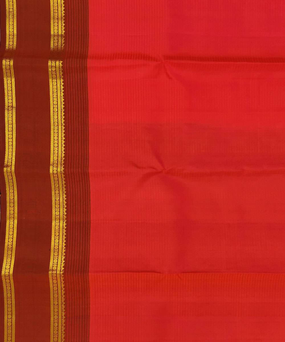 Dark pink kanjeevaram pure handloom silk saree