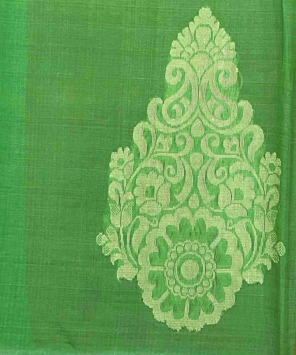 Green handwoven striped tussar silk saree