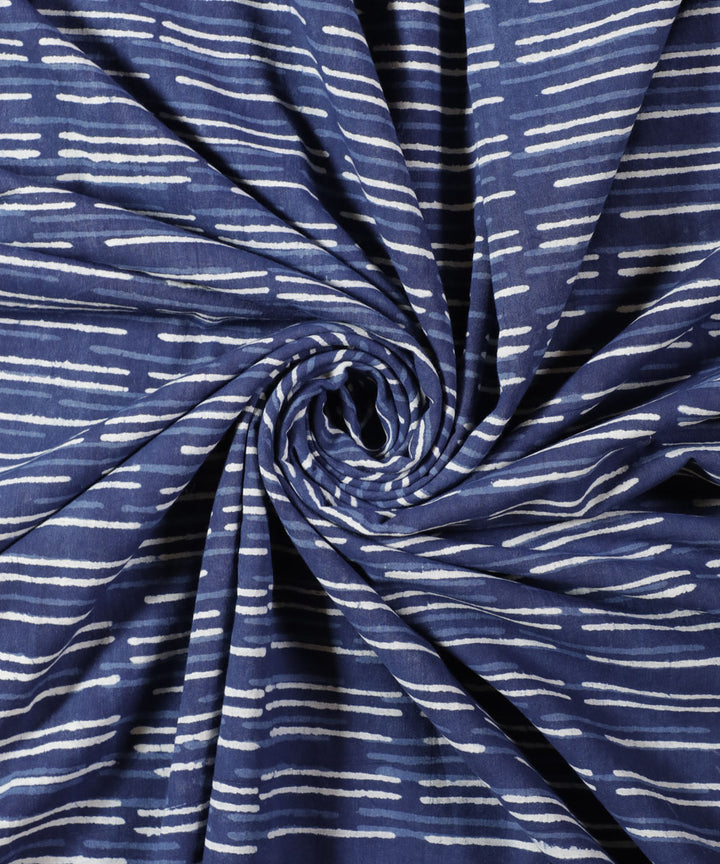 2.5m Indigo hand block printed cotton kurta material