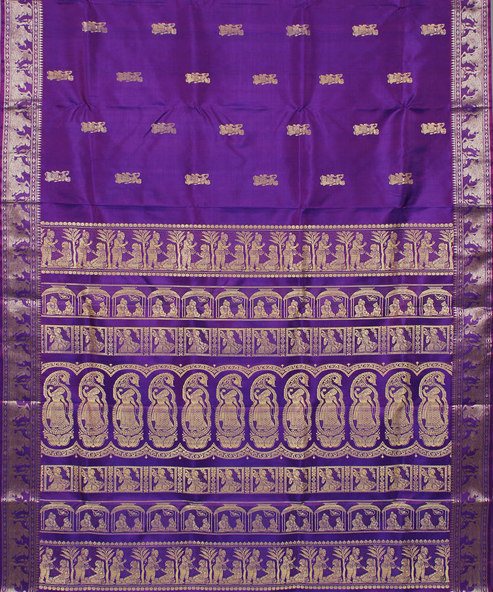Lavender violet handwoven silk swarnachari baluchari saree