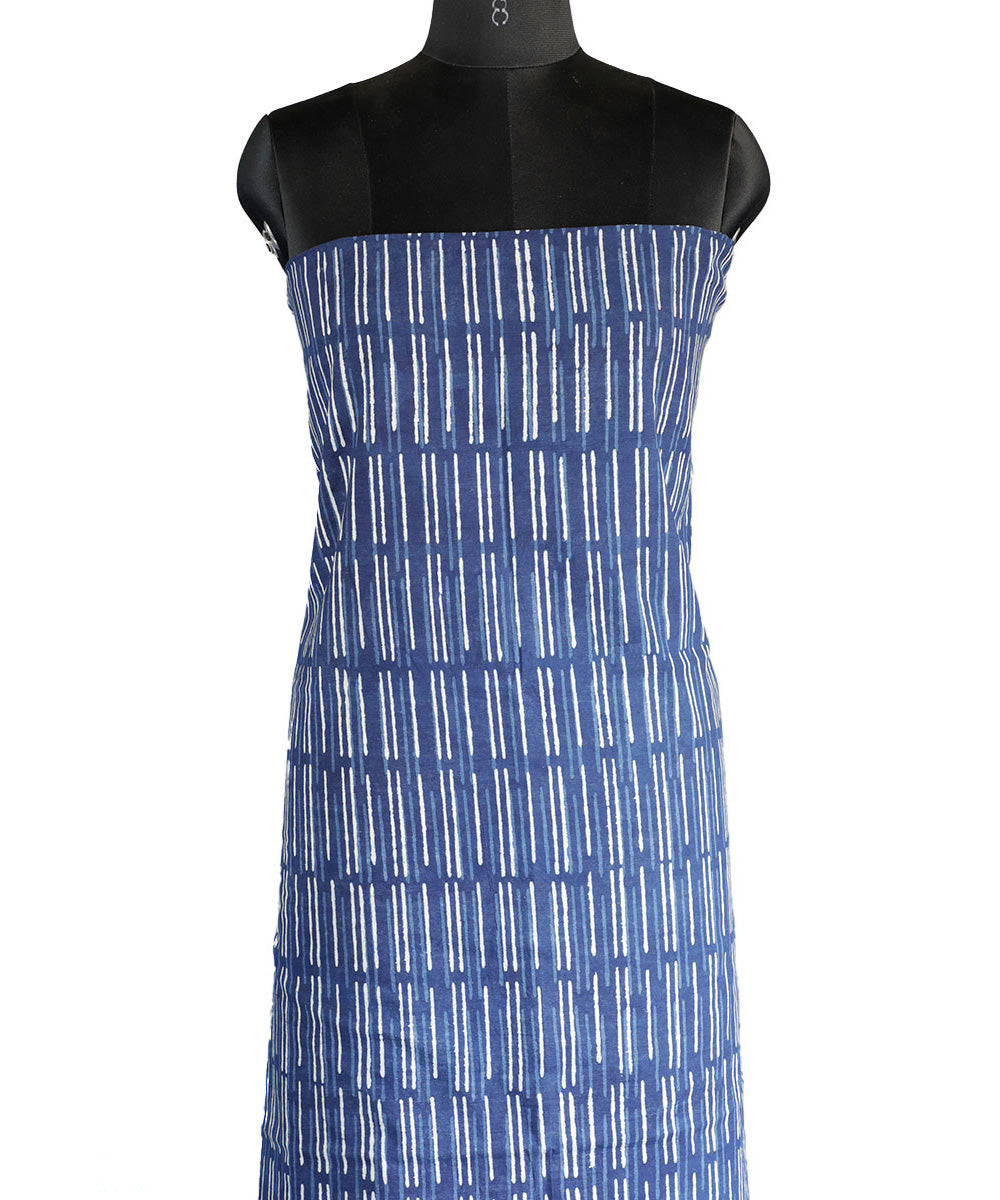 2.5m Indigo hand block printed cotton kurta material