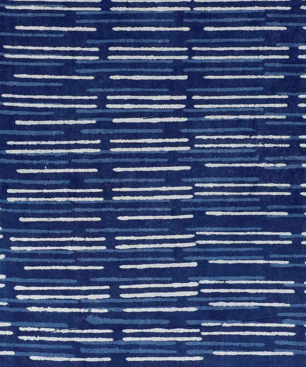 2.5m Indigo hand block printed cotton kurta material