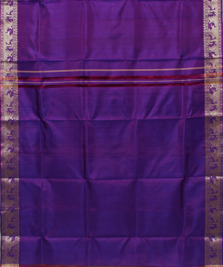 Lavender violet handwoven silk swarnachari baluchari saree