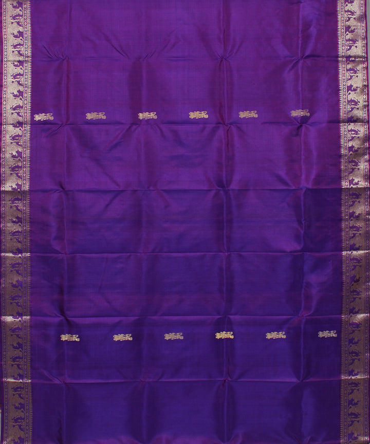 Lavender violet handwoven silk swarnachari baluchari saree