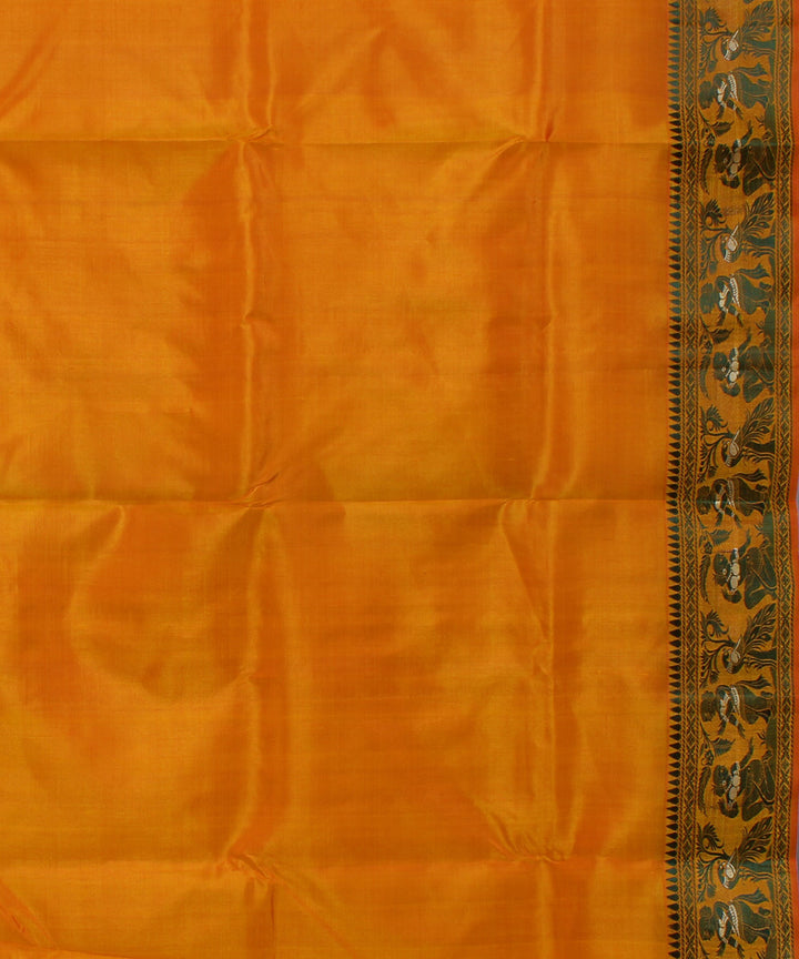 Mustard yellow handwoven silk baluchari saree