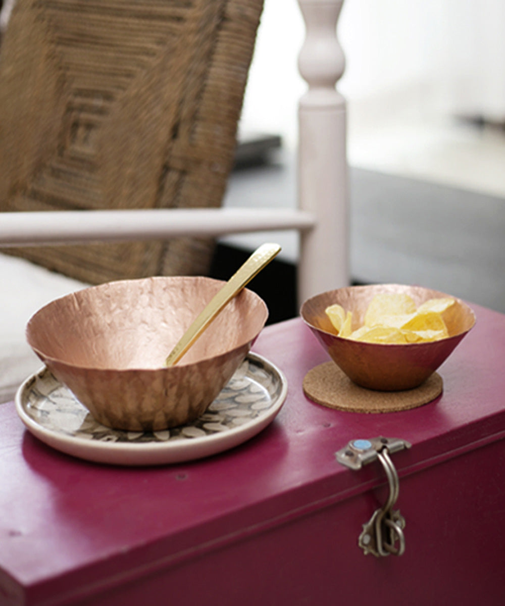 Handmade copper conical nut bowl